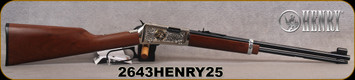 Henry - 22LR - 25th Anniversary Edition Classic - Lever Action Rifle - Semi-Fancy American Walnut Stock/Nickel Plated Receiver Engraved w/24K Gold Plating/Blued, 18.5"Round Steel Barrel, Mfg# H001-25, S/N 2643HENRY25