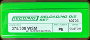 Redding - Full Length Die Set - 375/300 WSM w/Tapered Button - Custom - 80703