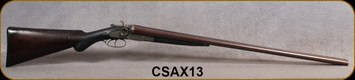 Consign - Saxton's - 12Ga/30" - New Model - Hammer SxS Shotgun - Dark Walnut Prince of Wales Grip w/Splinter forend/Engraved Nickel receiver/Brown Damascus Barrels, serial number #13