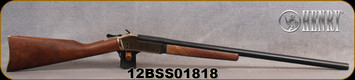 Henry - 12Ga/3.5"/28" - Single Shot Break Action Shotgun - Walnut Stock/Brass Receiver/Blued Finish, Brass Bead Front Sight, Mfg# H015B-12, S/N 12BSS01818