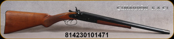 Cimarron - 12Ga/3"/20" - Model 1878 Coach Gun - SxS Hammer Shotgun - Walnut Semi-Pistol Grip Stock w/Schnable Forend/Blued Finish, Cylinder Chokes, Mfg# CG1878-20 - STOCK IMAGE