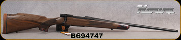Howa - 6.5Creedmoor - M1500 Super Deluxe - Bolt Action Rifle -  Deluxe Turkish Walnut Stock w/Laminate Caps/Blued Finish, 22"Threaded(1/2"-28)Barrel, Hinged Floorplate, Mfg# HWH65CLUX, S/N B694747