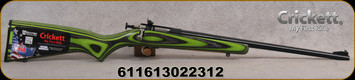 Keystone Sporting Arms - 22LR - Crickett - Bolt Action Single Shot Youth Rifle - Green and Black Laminate Stock/Blued Finish, 16.125"Barrel , Mfg# KSA2231