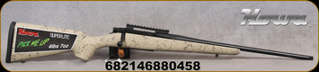 Howa - 308Win - Model 1500 Super Lite - Bolt Action Rifle - Tan w/Black Web Stockys Stock/Blued Finish, 20"SuperLite Threaded(1/2x28")Barrel, 1 Piece Picatinny Rail, Flush Detachable Mag, Mfg# HCSL308TAN