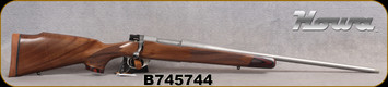 Howa - 6.5Creedmoor - M1500 Super Deluxe Stainless - Bolt Action Rifle - Deluxe Turkish Walnut Stock w/Laminate Caps/Stainless Finish, 22"Threaded(1/2"-28)Barrel, Hinged Floorplate, Mfg# HWH65CSLUX, Small mark on stock, behind bolt S/N B745744