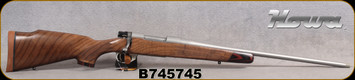 Howa - 6.5Creedmoor - M1500 Super Deluxe Stainless - Bolt Action Rifle - Deluxe Turkish Walnut Stock w/Laminate Caps/Stainless Finish, 22"Threaded(1/2"-28)Barrel, Hinged Floorplate, Mfg# HWH65CSLUX, S/N B745745