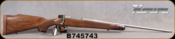 Howa - 6.5Creedmoor - M1500 Super Deluxe Stainless - Bolt Action Rifle - Deluxe Turkish Walnut Stock w/Laminate Caps/Stainless Finish, 22"Threaded(1/2"-28)Barrel, Hinged Floorplate, Mfg# HWH65CSLUX, S/N B745743