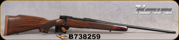 Howa - 308Win - M1500 Super Deluxe - Bolt Action Rifle - Deluxe Turkish Walnut Stock w/Laminate Caps/Blued Finish, 22"Threaded(1/2"-28)Barrel, Hinged Floorplate, Mfg# HWH308LUX, S/N B738259