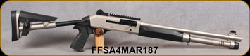 Federation Firearms - 12Ga/3"/18.6" - SA-4 - Dual-Piston Gas System Semi-Auto Shotgun - Black Synthetic Adjustable Stock/Marine Finish, Adjustable Ghost Ring Sights w/Picatinny receiver rail, Mfg# FF-SA4-MAR-187