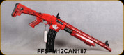 Federation Firearms - 12Ga/3"/18.6" - SPM-12 - Magazine Fed Pump Action Shotgun - Distressed Red Canada Finish - Adjustable Stock, Full-Length Polymer barrel rail, flash hider, flip-up sights, (1)10rd magazine, Mfg# FF-SPM12-CAN-187