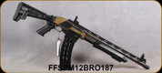 Federation Firearms - 12Ga/3"/18.6" - SPM-12 - Magazine Fed Pump Action Shotgun - Burnt Bronze Finish - Adjustable Stock, Full-Length Polymer barrel rail, flash hider, flip-up sights, (1)10rd magazine, Mfg# FF-SPM12-BRO-187