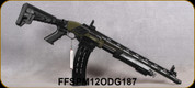 Federation Firearms - 12Ga/3"/18.6" - SPM-12 - Magazine Fed Pump Action Shotgun - OD Green Finish - Adjustable Stock, Full-Length Polymer barrel rail, flash hider, flip-up sights, (1)10rd magazine, Mfg# FF-SPM12-ODG-187