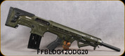 Federation Firearms - 12Ga/3"/20" - Bulldog - Semi-Automatic Bullpup Shotgun - OD Green Finish - Angled Foregrip, 6"Threaded Barrel Ext.for chokes, 3-Invector-style chokes(CMF),flip-up sight set, (2)5rd magazine, Mfg# FF-BLDG12-ODG-20