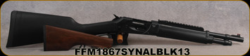 Federation Firearms - 410Ga/2.5"/13" - Model 1867 Synthetic - Lever Action Shotgun - Black Polymer Stock & Walnut Mares Leg Stock/Aluminum Receiver/Matte Black Finish, 4+1 capacity, C, M, F chokes - Mfg# FF-M1867-SYN-AL-BLK-13