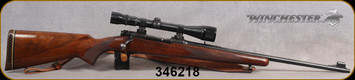 Consign - Winchester - 30-06Sprg - Model 70 Featherweight - Select Walnut Stock/Blued, 22"Barrel, c/w Weaver V9 scope, crosshairs reticle, leather sling - Mfg. 1955