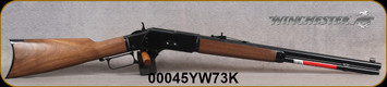 Winchester - 357Mag/38Spl - Model 1873 Short Rifle - Lever Action - Black Walnut Straight-Grip Stock/Blued, 20"Round Barrel, semi-buckhorn adjustable rear sight, Mfg# 534200137, S/N 00045YW73K