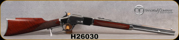 Taylor's & Co - Uberti - 357Mag - Model 1873 White Rifle - Lever Action - Walnut Straight-Grip Stock/White Heat-Treated Finish, 20"Octagonal Barrel, 10 Round Capacity, Buckhorn Rear Sight, Blade Front Sight, Mfg# 550084, S/N H26030