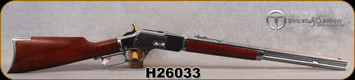 Taylor's & Co - 357Mag - Model 1873 White - Lever Action - Smooth Walnut straight stock/white heat treated finish, 20"Barrel, adjustable sights, Mfg# 550081, S/N H26033