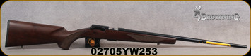 Browning - 22WMR - T-Bolt Sporter - Straight-Pull Bolt Action - Satin Finish Grade I Black Walnut Stock/Polished Blued, 22"Barrel, Double Helix Magazine, Mfg# 025175204, S/N 02705YW253