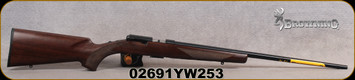 Browning - 22WMR - T-Bolt Sporter - Straight-Pull Bolt Action - Satin Finish Grade I Black Walnut Stock/Polished Blued, 22"Barrel, Double Helix Magazine, Mfg# 025175204, S/N 02691YW253