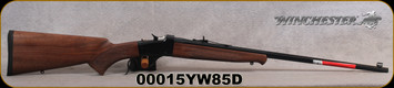 Winchester - 22WMR - Model 1885 Hunter Rimfire - low wall rifle - checkered walnut curved grip stock w/Schnabel forearm, 24" blued octagon barrel, Marble Arms gold bead sight, Mfg# 524100104, S/N 00015YW85D