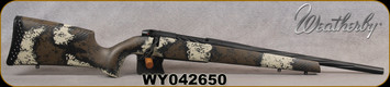 Used - Weatherby - 338WbyRPM - Mark V High Country - Exposed Carbon fiber w/WYO brown & black sponge pattern accents Peak 44 Bastion carbon fiber stock/Graphite Black Cerakote, 18"Spiral Fluted Barrel, Mfg# MHC01N338WR0B - in orig.box