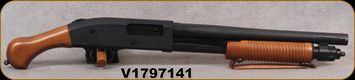 Used - Mossberg - 12Ga/3"/14" - 590 Nightstick - Wood Shockwave raptor birds-head pistol grip w/Leather-strapped Corn-Cob Forend/Black Finish, Heavy-walled Barrel, dual extractors - New, in original box