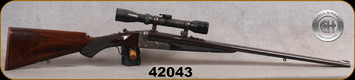 Consign - Cogswell & Harrison - 375NE or 2 1/2 - Grade AA Walnut/Engraved Receiver/Blued, 25"Barrels, c/w Cert.of Origin, Claw Mount Hensoldt Wetzlar Ziel Dialyt 5X scope, german #1 reticle - in leather case