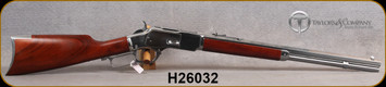 Taylor's & Co - 357Mag - Model 1873 White - Lever Action - Smooth Walnut straight stock/white heat treated finish, 20"Barrel, adjustable sights, Mfg# 550081, S/N H26032