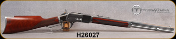 Taylor's & Co - Uberti - 357Mag - Model 1873 White Rifle - Lever Action - Walnut Straight-Grip Stock/White Heat-Treated Finish, 20"Octagonal Barrel, 10 Round Capacity, Buckhorn Rear Sight, Blade Front Sight, Mfg# 550084, S/N H26027