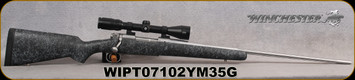 Consign - Winchester - 338WinMag - Model 70 Extreme Weather SS - Black w/Grey Web Bell & Carlson Stock/Stainless Finish, 26"Fluted Barrel, c/w Bushnell Elite 3500, 3-9x40, plex reticle, Talley Rings - 27rds hand-loads avail.from seller