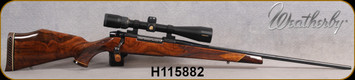 Consign - Weatherby - 7mmWbyMag - Mark V Deluxe - Bolt Action - Deluxe Walnut Stock w/Rosewood Forend Tip & Maplewood Spacers/Blued Finish, 24"Barrel - low rds fired - c/w Nikon Prostaff, PR31, 4-12x40mm, plex reticle, Talley Rings