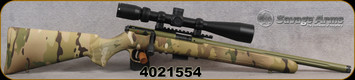 Consign - Savage - 22WMR - Model 93 FV-SR - Multicam Camo Synthetic Varmint Stock/Bazooka Green Finish, 16.5"Threaded & Fluted Barrel, AccuTrigger, (3)5-round mags, one-piece scope rail - 15rds fired - c/w Vortex Vanquish, 4-12x40, BDC reticle