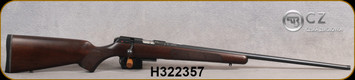 CZ - 17HMR - Model 457 American - Bolt action Rifle - Turkish Walnut - American Style Stock/Blued, 24.8"Threaded 1/2x20 Barrel, Detachable 5rd magazine, Integrated 11mm Dovetail, Mfg# 5084-8982-MAAMAAX, S/N H322357