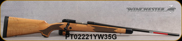 Winchester - 243Win - Model 70 Super Grade Maple - Bolt Action Rifle - Grade AAA Tiger Maple Walnut Stock/Polished Blued, 22"Barrel, 5 Round Hinged Floorplate, Mfg# 535218212, S/N PT02221YW35G