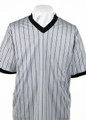 Smitty Made in USA Mens Grey V-Neck Basketball and Wrestling Referee Shirt with Black Pinstripes