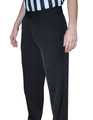 Women's Black Flat Front  Referee Pants 4-Way Stretch Slash Pockets