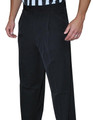 Tapered Fit Black Pleated Front  Referee Pants 4-Way Stretch Slash Pockets