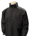 Smitty MLB Style Convertible Jacket - Black with Charcoal Grey Collar, Shoulder and Back Accent