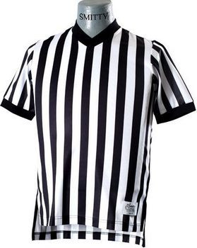 Basketball Black and White Striped V-Neck Mesh Referee Shirt