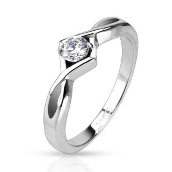 Personalized Stainless Steel Single Knotted CZ Solitaire Ring ...