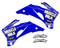 An example of the Blue/White VK Rise Yamaha shroud decal kit customized.