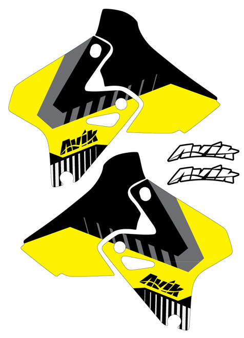 Suzuki VK Series Yellow/Black non custom shroud decals.