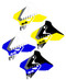 Various color ways of the Suzuki VK Series non custom shroud decals.