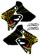Suzuki VK Rise Yellow on Black color way semi custom shroud decals. Customize with your sponsor logos.