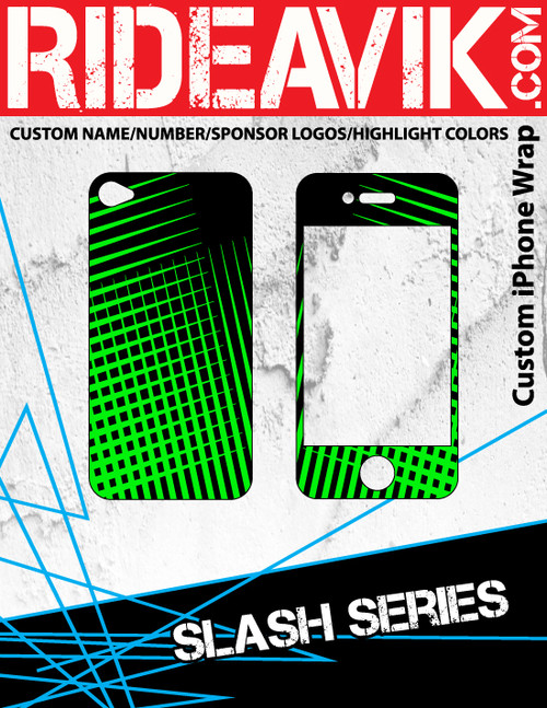 Avik mx graphics Slash series iPhone wrap. Choose your own motocross sponsors for your own custom iPhone graphics.
