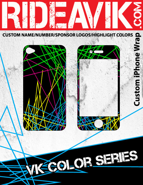 Avik mx graphics VK Color series iPhone wrap. Choose your own motocross sponsors for your own custom iPhone graphics.