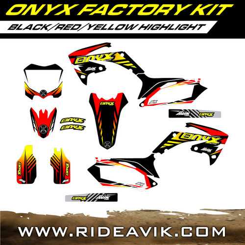 Onyx Factory Series Custom Graphic Kit Honda black/red/yellow color way