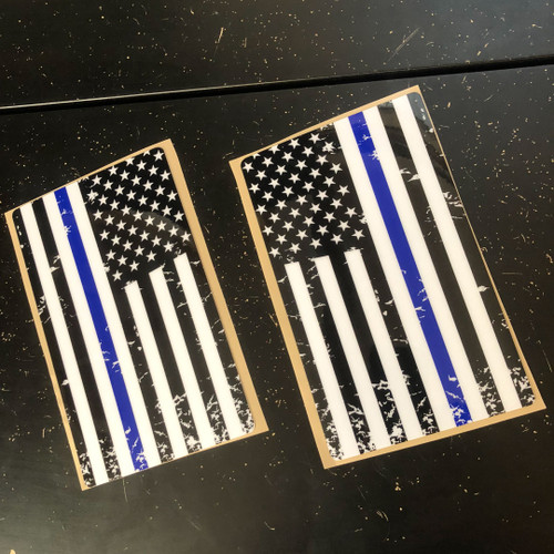 Thin blue line suspension fork tube decals 5x9