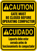 5 x 7" Caution Gate Must be Closed Before Operating Compactor Bilingual Decal